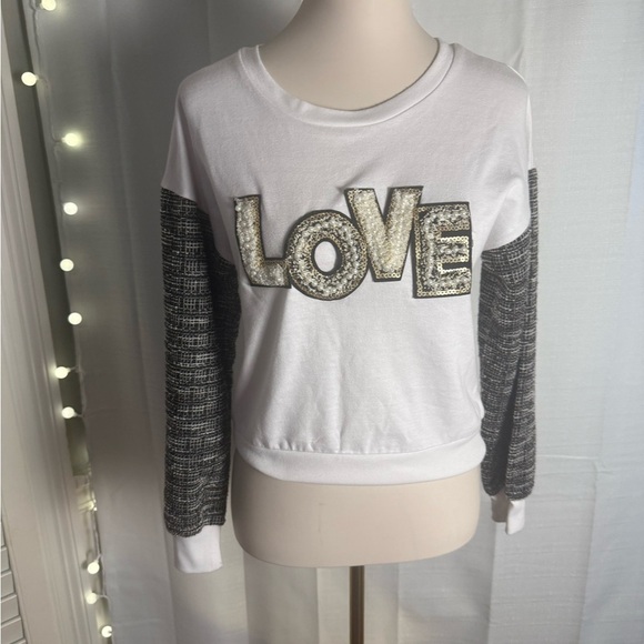 White and Black Graphic Sweatshirt - Picture 1 of 8